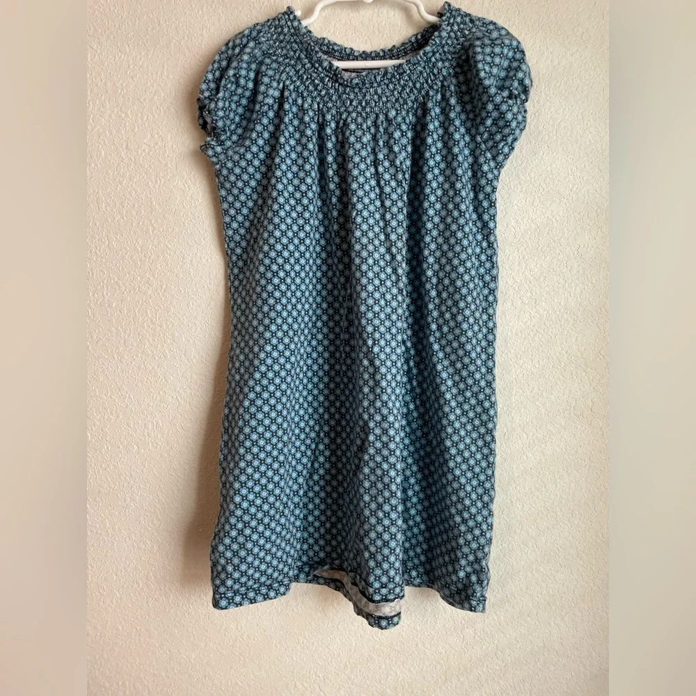 Lands' End Blue Floral Kids Casual Dress size S 7/8